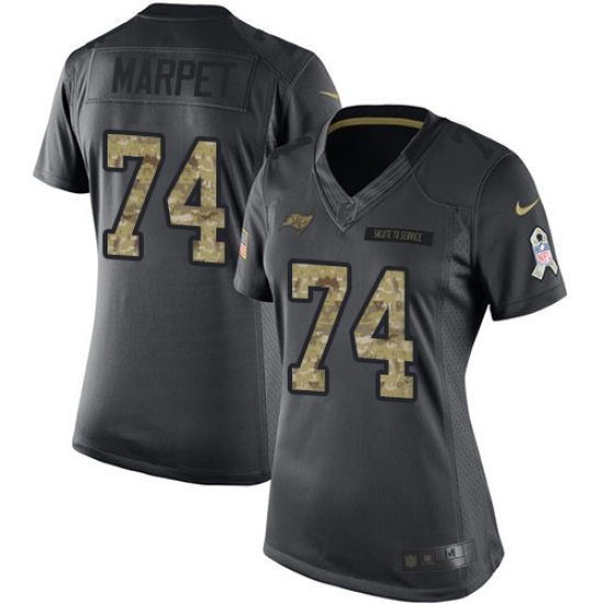 Women's Nike Tampa Bay Buccaneers 74 Ali Marpet Limited Black 2016 Salute to Service NFL Jersey