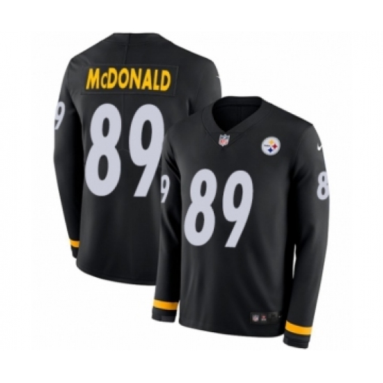 Youth Nike Pittsburgh Steelers 89 Vance McDonald Limited Black Therma Long Sleeve NFL Jersey