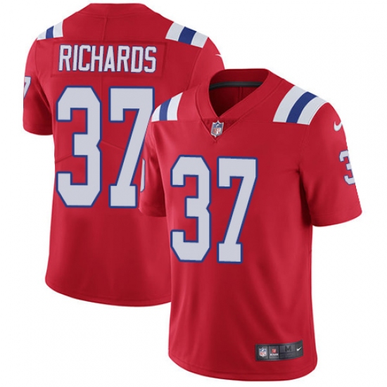 Men's Nike New England Patriots 37 Jordan Richards Red Alternate Vapor Untouchable Limited Player NFL Jersey