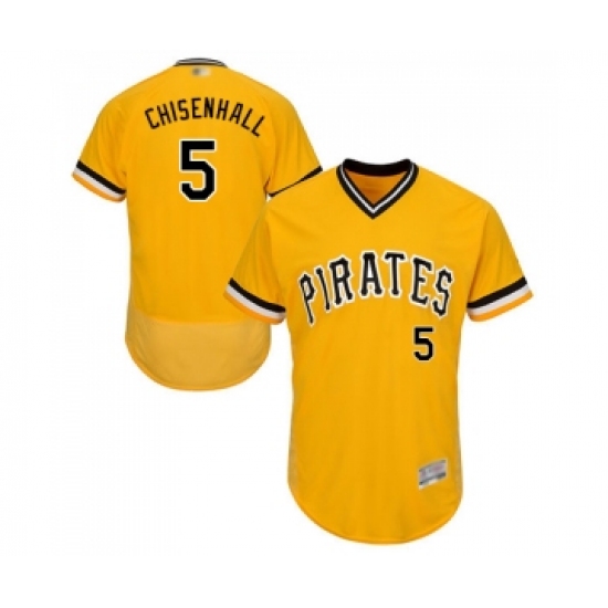 Men's Pittsburgh Pirates 5 Lonnie Chisenhall Gold Alternate Flex Base Authentic Collection Baseball Jersey