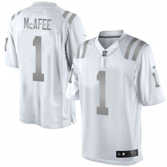 Men's Nike Indianapolis Colts 1 Pat McAfee Limited White Platinum NFL Jersey