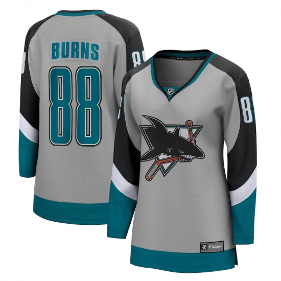 Women's San Jose Sharks 88 Brent Burns Fanatics Branded Gray 2020-21 Special Edition Breakaway Player Jersey