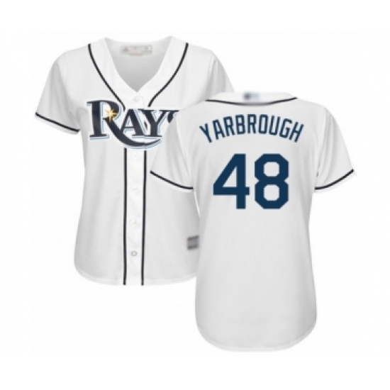 Women's Tampa Bay Rays 48 Ryan Yarbrough Authentic White Home Cool Base Baseball Player Jersey