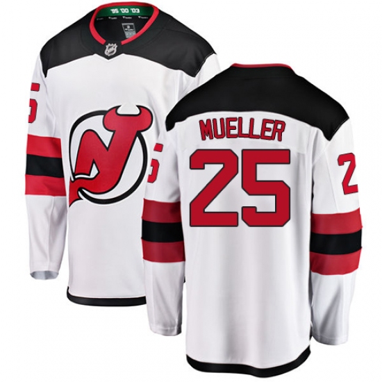 Men's New Jersey Devils 25 Mirco Mueller Fanatics Branded White Away Breakaway NHL Jersey