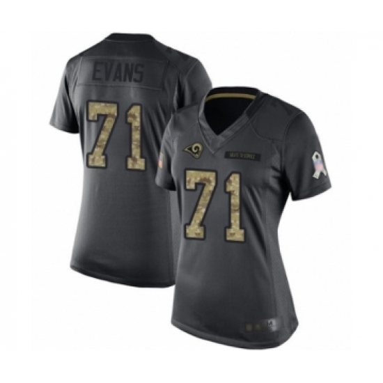 Women's Los Angeles Rams 71 Bobby Evans Limited Black 2016 Salute to Service Football Jersey