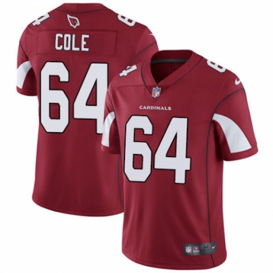 Men's Nike Arizona Cardinals 64 Mason Cole Red Team Color Vapor Untouchable Limited Player NFL Jersey