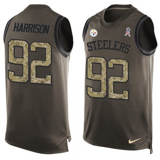 Men's Nike Pittsburgh Steelers 92 James Harrison Limited Green Salute to Service Tank Top NFL Jersey