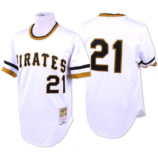 Men's Mitchell and Ness Pittsburgh Pirates 21 Roberto Clemente Authentic White Throwback MLB Jersey