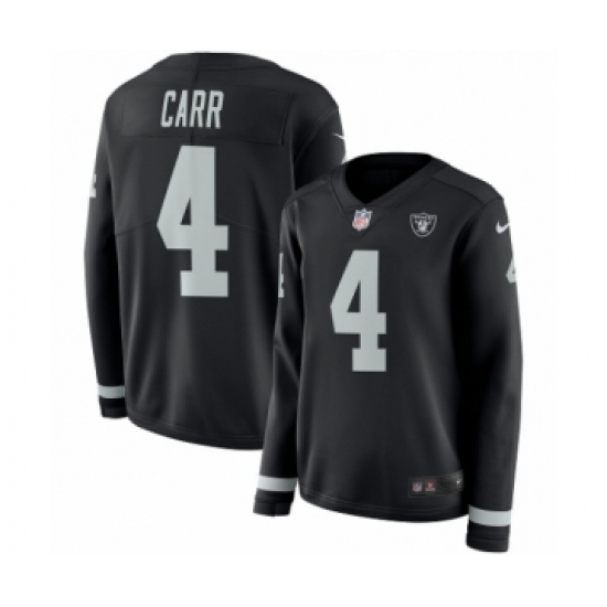 Women's Nike Oakland Raiders 4 Derek Carr Limited Black Therma Long Sleeve NFL Jersey