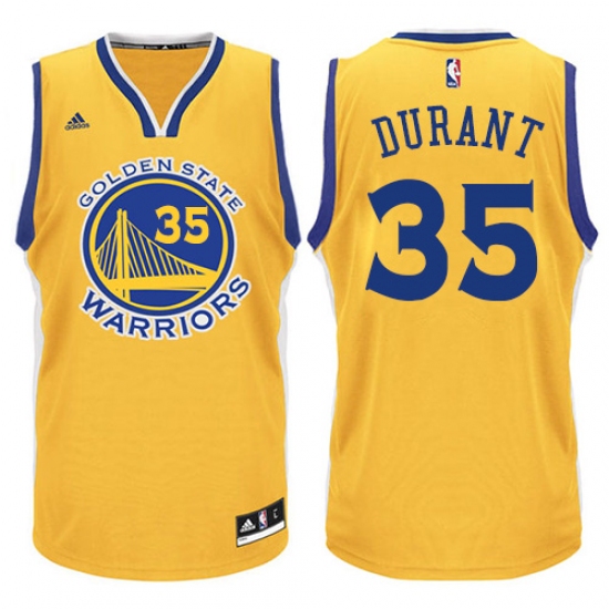 Men's Adidas Golden State Warriors 35 Kevin Durant Swingman Gold NBA Jersey