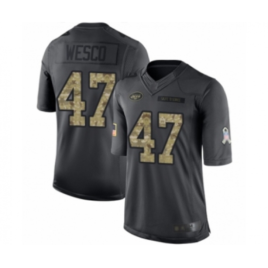 Youth New York Jets 47 Trevon Wesco Limited Black 2016 Salute to Service Football Jersey
