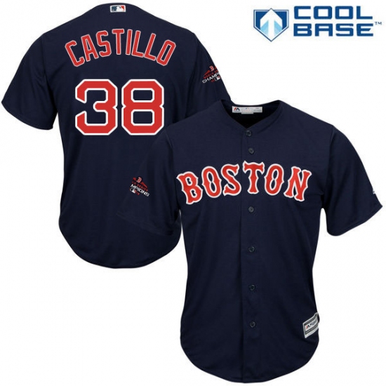 Youth Majestic Boston Red Sox 38 Rusney Castillo Authentic Navy Blue Alternate Road Cool Base 2018 World Series Champions MLB Jersey