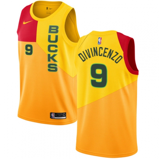 Women's Nike Milwaukee Bucks 9 Donte DiVincenzo Swingman Yellow NBA Jersey - City Edition