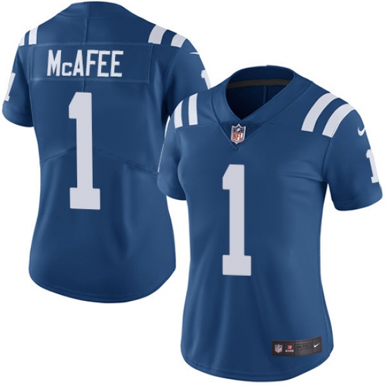 Women's Nike Indianapolis Colts 1 Pat McAfee Elite Royal Blue Team Color NFL Jersey