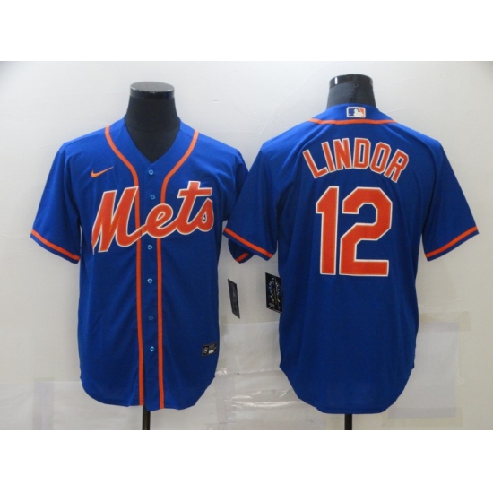 Men's Nike New York Mets 12 Francisco Lindor Blue Jersey