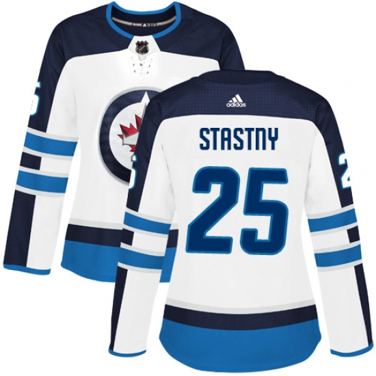 Women's Adidas Winnipeg Jets 25 Paul Stastny Authentic White Away NHL Jersey