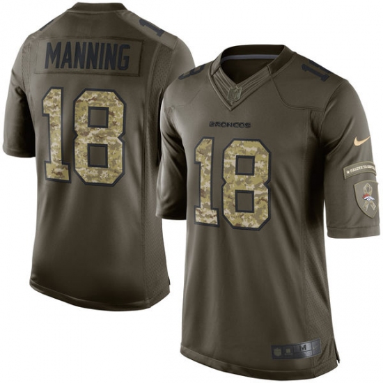 Men's Nike Denver Broncos 18 Peyton Manning Elite Green Salute to Service NFL Jersey