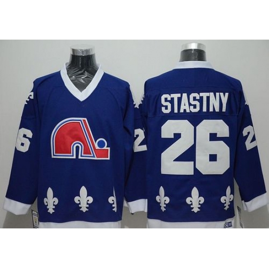 Nordiques 26 Peter Stastny Blue CCM Throwback Stitched NHL Jersey