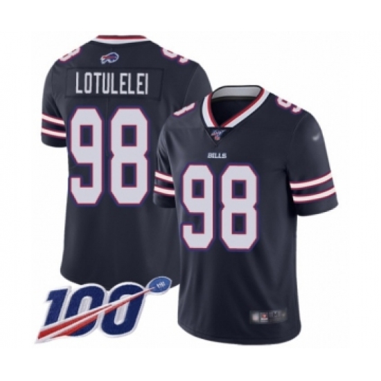 Men's Buffalo Bills 98 Star Lotulelei Limited Navy Blue Inverted Legend 100th Season Football Jersey