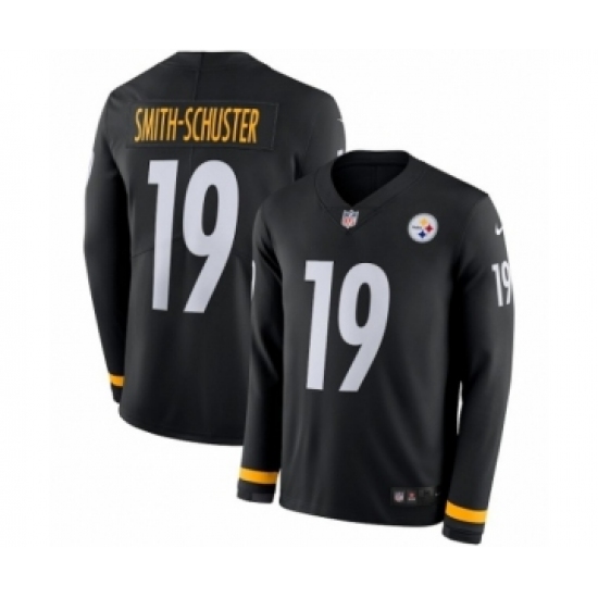 Men's Nike Pittsburgh Steelers 19 JuJu Smith-Schuster Limited Black Therma Long Sleeve NFL Jersey