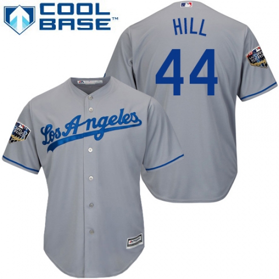 Youth Majestic Los Angeles Dodgers 44 Rich Hill Authentic Grey Road Cool Base 2018 World Series MLB Jersey