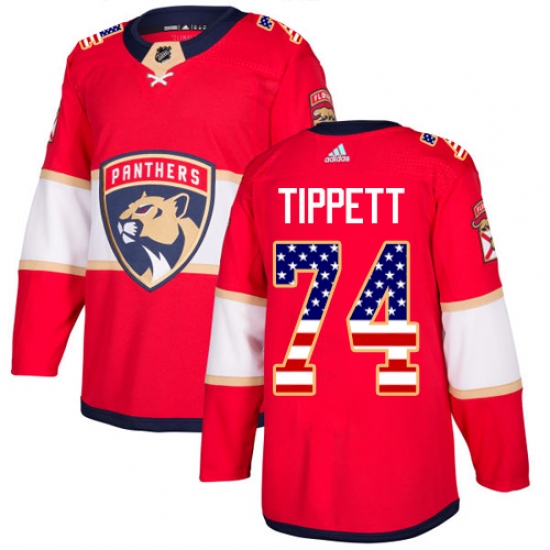 Men's Adidas Florida Panthers 74 Owen Tippett Authentic Red USA Flag Fashion NHL Jersey