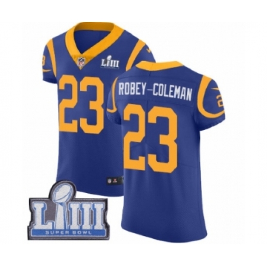 Men's Nike Los Angeles Rams 23 Nickell Robey-Coleman Royal Blue Alternate Vapor Untouchable Elite Player Super Bowl LIII Bound NFL Jersey