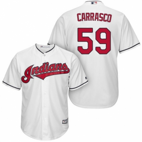 Men's Majestic Cleveland Indians 59 Carlos Carrasco Replica White Home Cool Base MLB Jersey