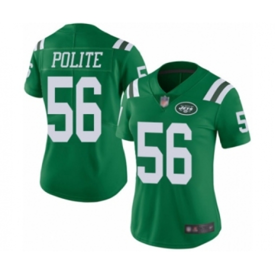 Women's New York Jets 56 Jachai Polite Limited Green Rush Vapor Untouchable Football Jersey