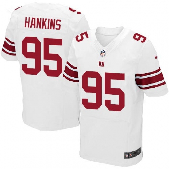 Men's Nike New York Giants 95 Johnathan Hankins Elite White Jersey