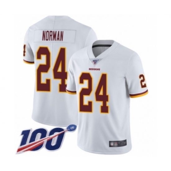 Men's Washington Redskins 24 Josh Norman White Vapor Untouchable Limited Player 100th Season Football Jersey
