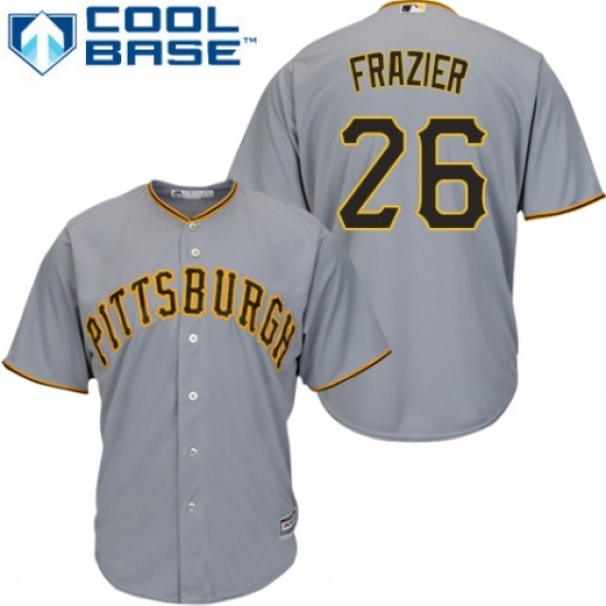 Youth Majestic Pittsburgh Pirates 26 Adam Frazier Authentic Grey Road Cool Base MLB Jersey