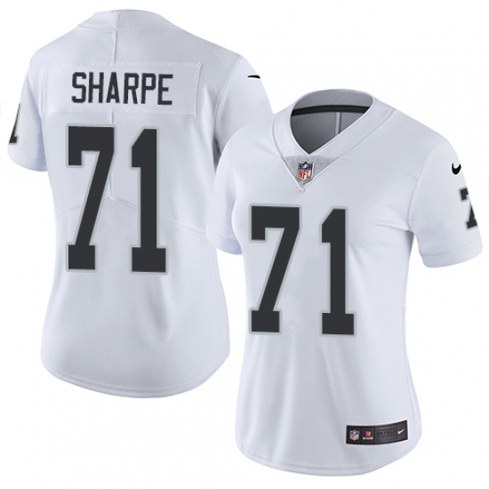 Women's Nike Oakland Raiders 71 David Sharpe White Vapor Untouchable Limited Player NFL Jersey