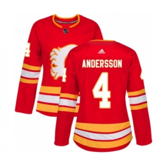 Women's Adidas Calgary Flames 4 Rasmus Andersson Premier Red Alternate NHL Jersey