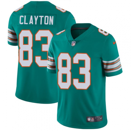 Men's Nike Miami Dolphins 83 Mark Clayton Aqua Green Alternate Vapor Untouchable Limited Player NFL Jersey