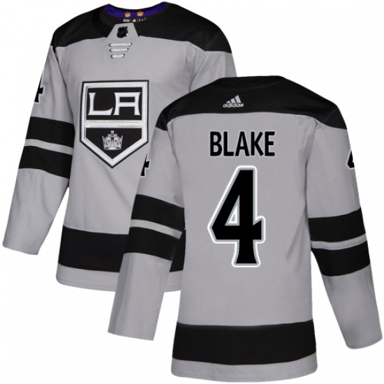 Youth Adidas Los Angeles Kings 4 Rob Blake Authentic Gray Alternate NHL Jersey