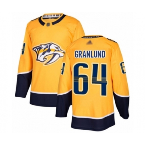 Men's Nashville Predators 64 Mikael Granlund Authentic Gold Home Hockey Jersey