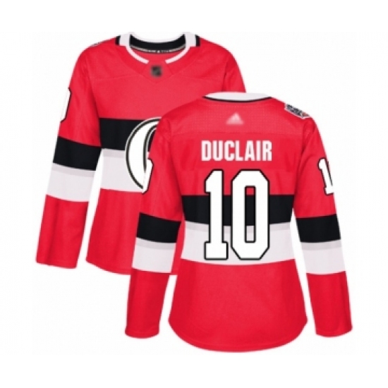 Women's Ottawa Senators 10 Anthony Duclair Authentic Red 2017 100 Classic Hockey Jersey