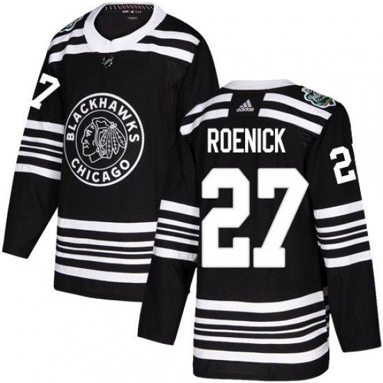 Men's Adidas Chicago Blackhawks 27 Jeremy Roenick Authentic Black 2019 Winter Classic NHL Jersey