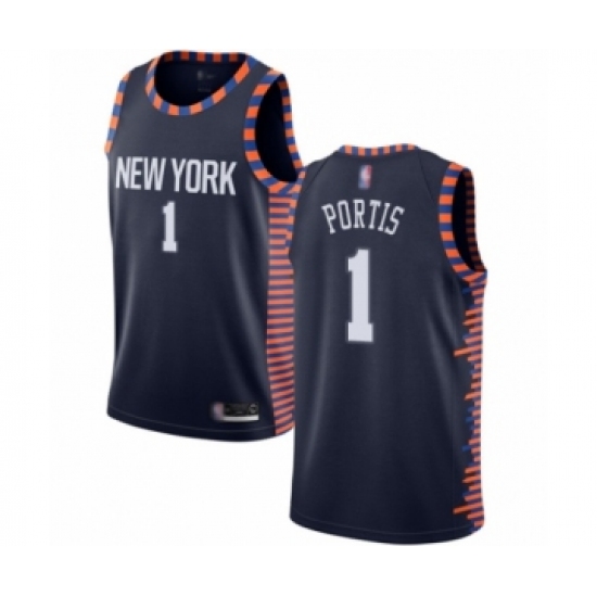 Women's New York Knicks 1 Bobby Portis Swingman Navy Blue Basketball Jersey - 2018 19 City Edition