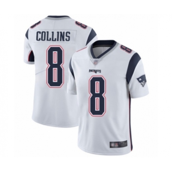 Men's New England Patriots 8 Jamie Collins White Vapor Untouchable Limited Player Football Jersey