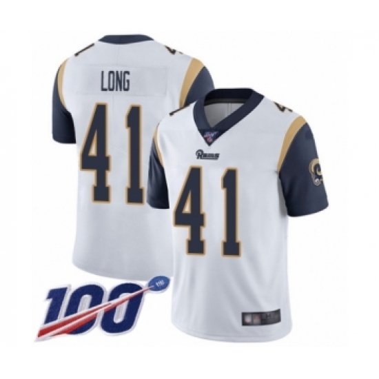 Men's Los Angeles Rams 41 David Long White Vapor Untouchable Limited Player 100th Season Football Jersey