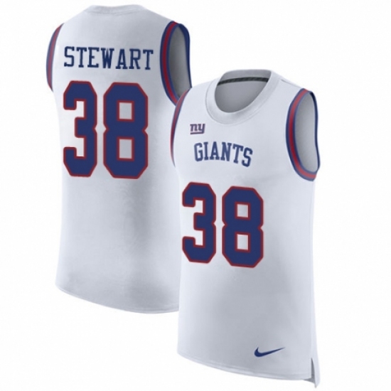 Men's Nike New York Giants 38 Jonathan Stewart White Rush Player Name & Number Tank Top NFL Jersey