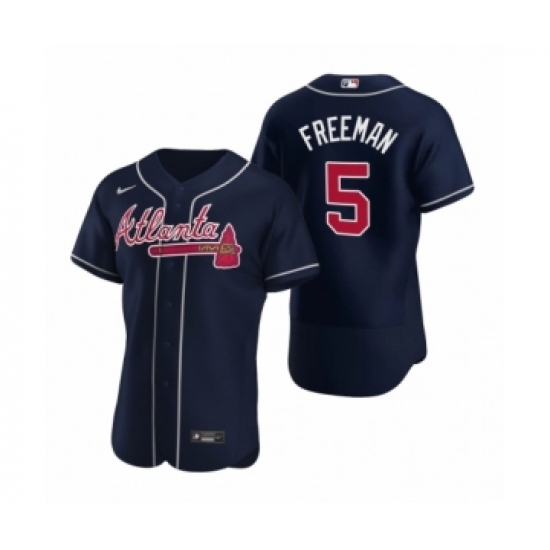 Men's Atlanta Braves 5 Freddie Freeman Nike Navy Authentic 2020 Alternate Jersey