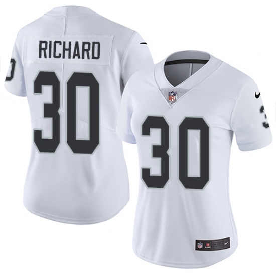Women's Nike Oakland Raiders 30 Jalen Richard Elite White NFL Jersey