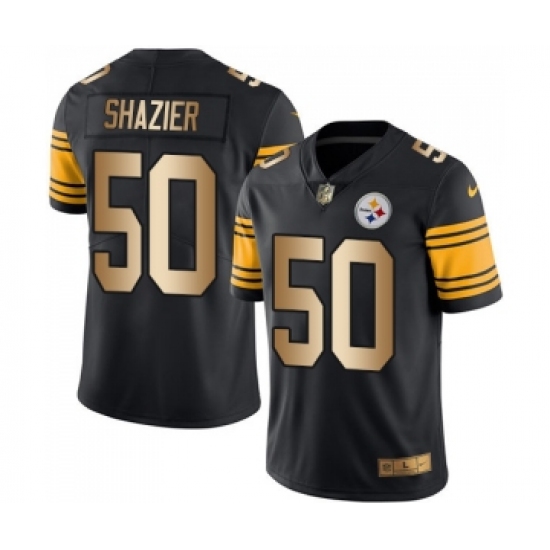 Men's Pittsburgh Steelers 50 Ryan Shazier Limited Black Gold Rush Vapor Untouchable Football Jersey