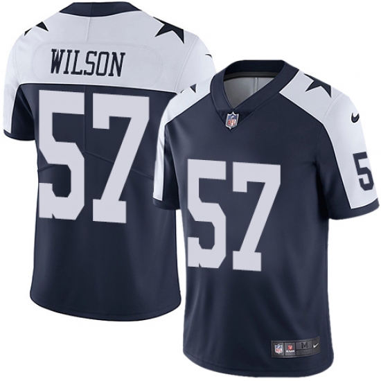 Men's Nike Dallas Cowboys 57 Damien Wilson Navy Blue Throwback Alternate Vapor Untouchable Limited Player NFL Jersey