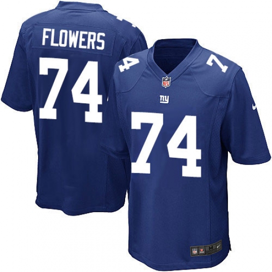 Men's Nike New York Giants 74 Ereck Flowers Game Royal Blue Team Color NFL Jersey