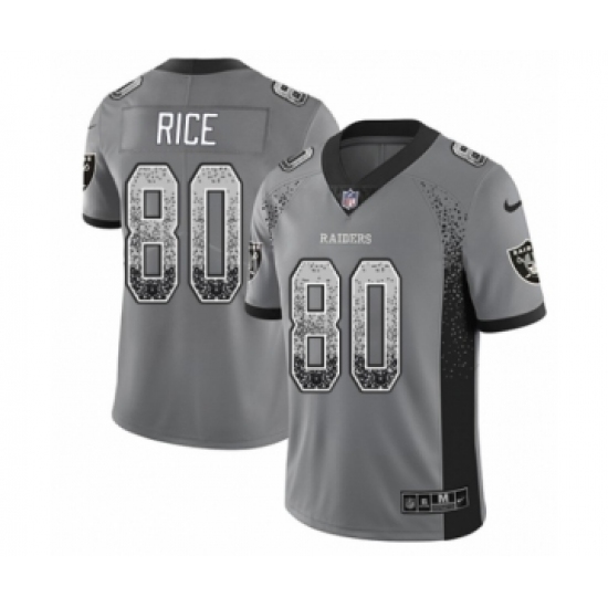 Men's Nike Oakland Raiders 80 Jerry Rice Limited Gray Rush Drift Fashion NFL Jersey