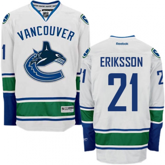 Women's Reebok Vancouver Canucks 21 Loui Eriksson Authentic White Away NHL Jersey